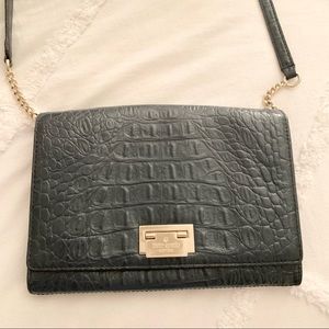 Kate Spade Navy Blue Croc Embossed Fiona Crossbody Bag